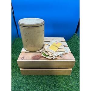 Vintage Metal Tin with Collection of Various Old Recipes